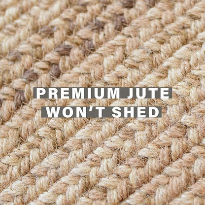 Homespice Cookie Dough Jute Braided Oval Rugs 4x6' - Brown Farmhouse Braided Rug for Bedroom and Living Room