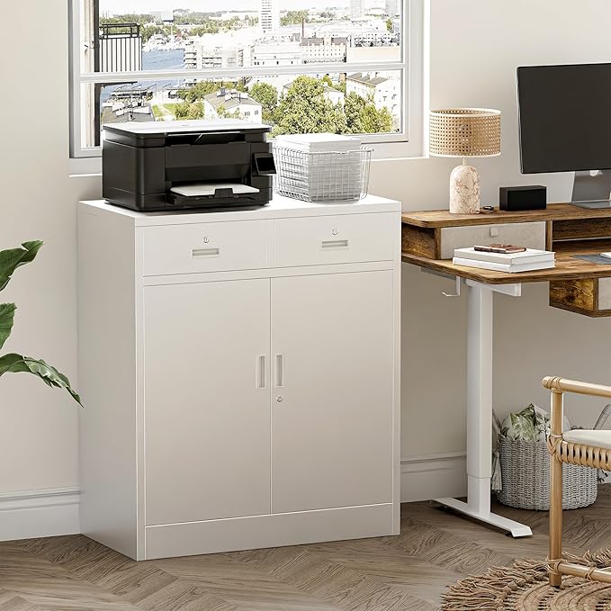 Metal Storage Cabinet with 2 Drawers 36" H