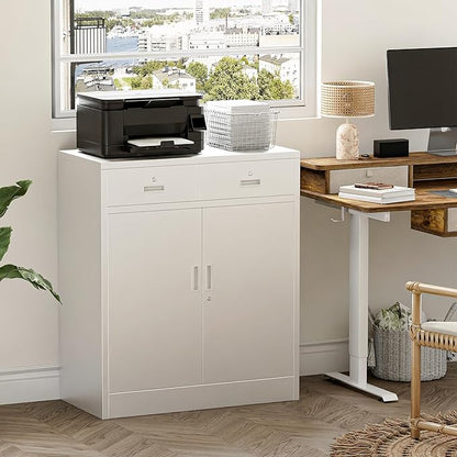 Metal Storage Cabinet with 2 Drawers 36" H