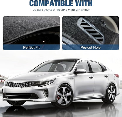 Dashboard Dash Cover Mat Carpet Compatible with 2016 2017 2018 2019 2020 Kia Optima