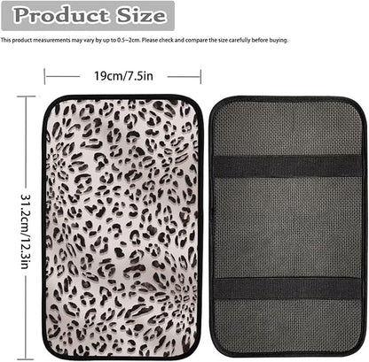 Dreaweet Gray Leopard Print Arm Rest Cover for Car Center Console Cover Fashion Cheetah Print Car Accessories Armrest Cover Center Console Cushion Pad Universal for SUV Truck Van Sedan