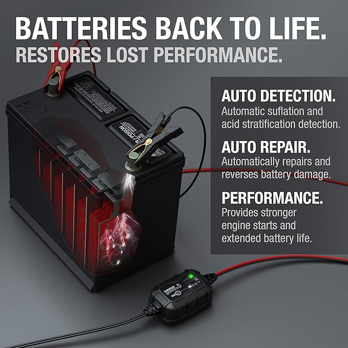NOCO GENIUS5: 5A 6V/12V Smart Battery Charger – Automatic Maintainer, Trickle