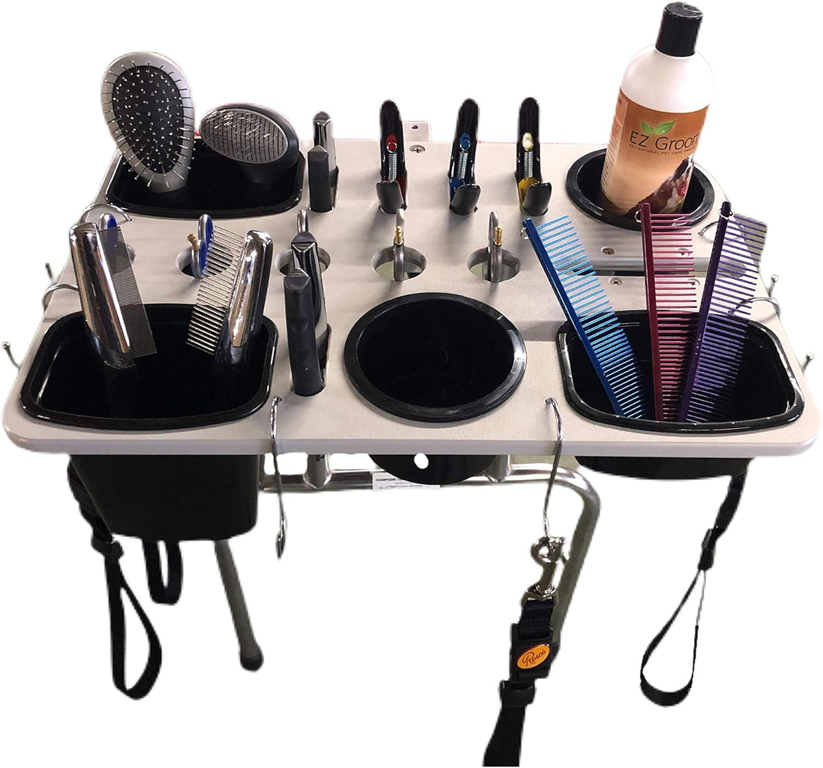 Resco Dog Grooming Table Tray with Tool Holder, 2 Cup Holder, Cell Phone Holder