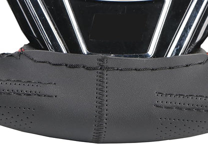 Micro Fiber Leather Car Steering Wheel Cover Stitch On Wrap with Needle & Thread Anti-Slip Auto Steering-Wheel Case DIY 14 Inch for Honda Civic Etc.Black
