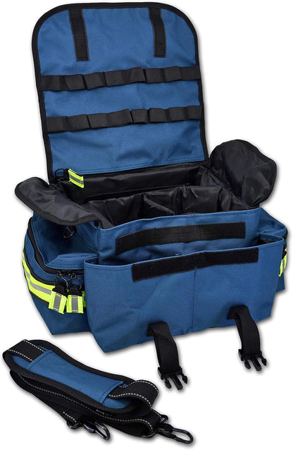 Lightning X Personalized First Responder EMT EMS Trauma Bag w/Stocked First Aid Fill Kit B & Custom Embroidered Name Patch (Blue)