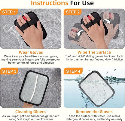 Liznkjious Pet Hair Removal Gloves, 4 Pack Reusable Washable Electrostatic Grooming Mitts for Cats & Dogs, Pet Fur & Lint Remover for Furniture, Carpet & Car Seat