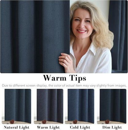 H.VERSAILTEX Primitive Linen Curtains 100% Blackout Curtain Drapes Burlap