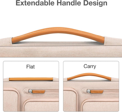 MOSISO 360 Protective Laptop Case 15 inch, 15 inch Laptop Sleeve Compatible with MacBook Air M4 M3 M2 2025 2024 2023, Dell XPS Plus, Side Open Carrying Case with 4 Zipper Pockets&Handle, Khaki
