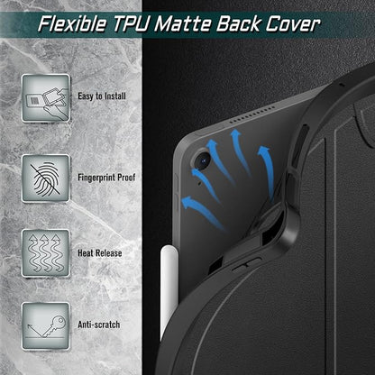 Fintie Magnetic Stand Case for iPad Air 13-inch (M3) 2025, (M2) 2024 - Multiple Angles Shockproof Rugged Soft TPU Cover with Pencil Holder, Auto Sleep/Wake, Black