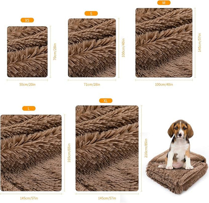Wowchine Waterproof Dog Blanket Brown Fluffy Long Faux Fur Pet Throw Blankets 28x20in for Couch Love Bed Cover Washable(Brown,XS)