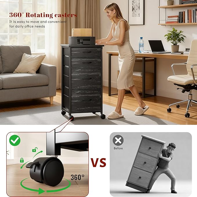 4 Drawers Mobile File Cabinet Vertical Filing Cabinet