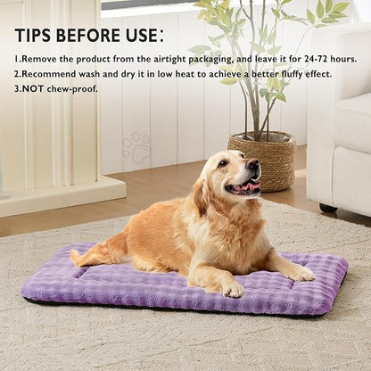 Yaning Dog Bed Mat Crate Pad for Large Dogs, Washable Soft Pet Sleeping Mat Kennel Pad with 3D Bubble Pattern, Dusty Purple, 42"x 28"