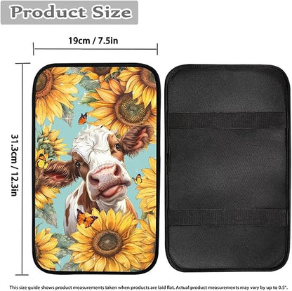 Sunflower Cow Black Arm Rest Cushion Pads for Vehicle Arm Rest Cushion Pads Anti-dust Dog & Cat Paws Protector for SUV/Truck/Vehicle Decor