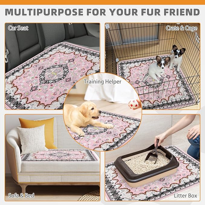 KOOLTAIL Washable Pee Pads for Dogs, 4 Pack Super Absorbent Reusable Puppy Training Pads Waterproof, Nonslip and Leak-Proof Dog Pee Pads, Large Pet Mats Whelping Pads for Floor, Crate, Couch, 18"x24"