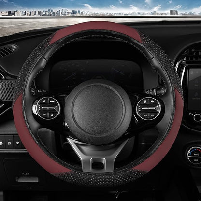 BDK Steering Wheel Cover -SootheGrip MassageTouch - Comfort Massage Grip - Protection and Control- Black & Burgundy