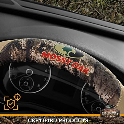 Mossy Oak Full Camo Steering Wheel Cover - Made from Premium Leather, Universal Fit for 14 1/2 to 15 inches - Official Licensed Product - Beige Color