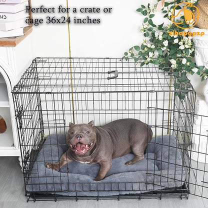 36 Inch Dog Crate Bed for Middle and Large Dogs,Ultra Soft Dog Beds for Crates 36 x 24 Washable with Anti-Slip,Comfy Fluffy Kennel Pad for Dogs Cozy Sleeping Mat,Dark Grey