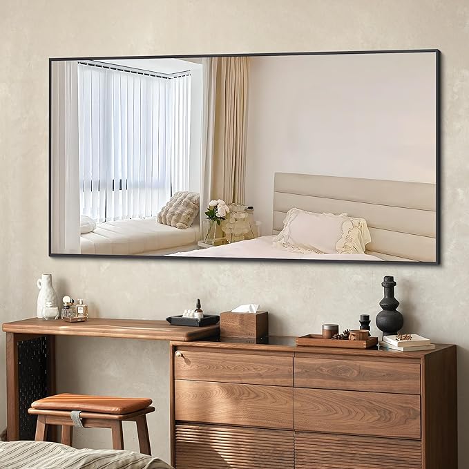Black Bathroom Mirror for Wall, 55x30 Inch Rectangle Mirrors