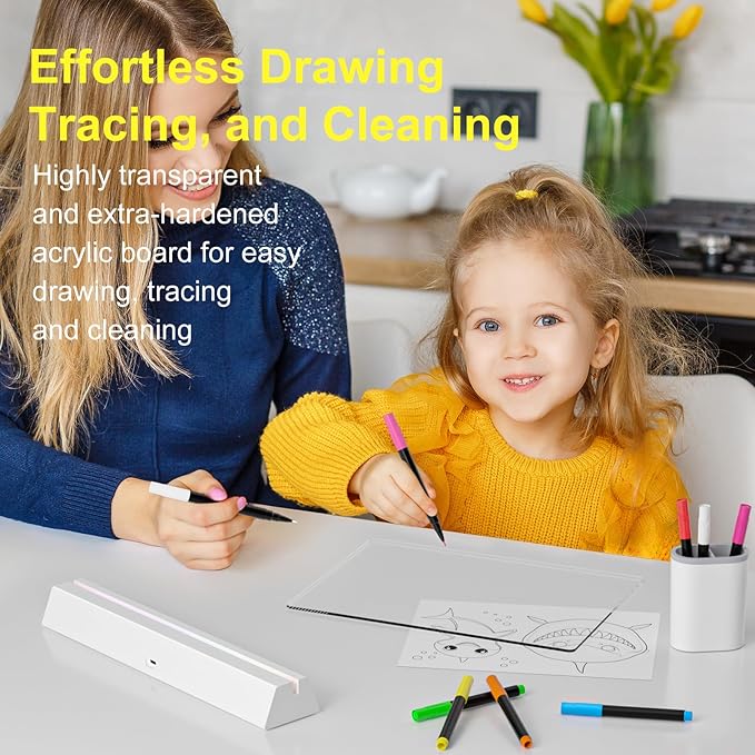 LED Note Board with Colors, Rechargeable 17-Inch Doodle Glow 9-Mode Light Up