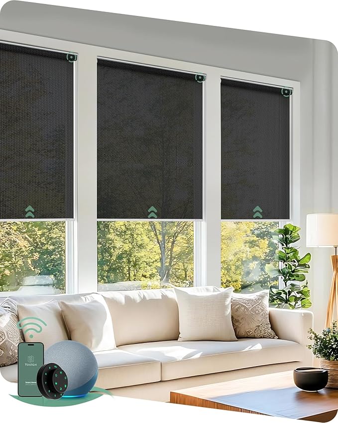 Yoolax Motorized Solar Shades, Flame Resistat Smart Blinds