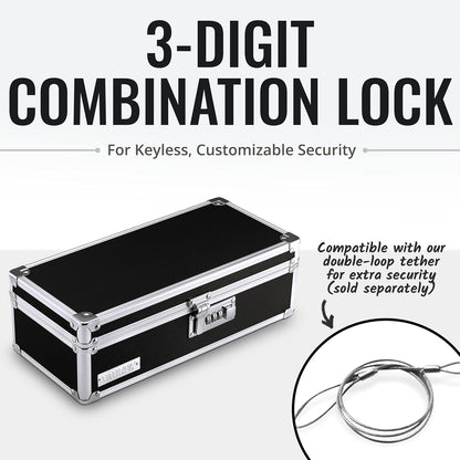 Vaultz Locking Medicine Storage Box with Combination Lock, 3.75" x 11.88" x 5.25", Black (VZ03480)