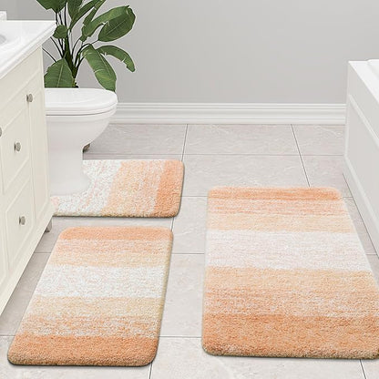 Arotive Microfiber Bathroom Rugs, Shaggy Soft and Absorbent Bath Rug, Non-Slip, Thick Plush Machine Washable Dry Bath Mats for Bathroom, Tub and Shower, 54x24, Peach, Rectangular