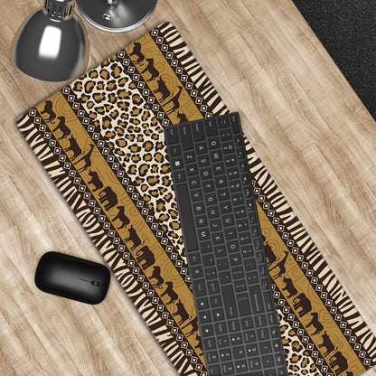 African Style Gaming Mouse Pad XXL Large Desk Mouse Pad Keyboard Mat with Stitched Edges Waterproof Non-Slip Desk Mat for Laptop,Keyboard,Computer 35.4 * 15.7 Inch