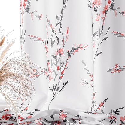 MYSKY HOME Floral Curtains 84 Inch Length
