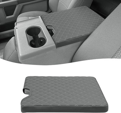 KBH Center Console Armrest Cover for 2015-2025 Ford F150, 2017-2025 F250 F350-F550, with 40/20/40 Jump Seat, Middle Console Protector, Vinyl Leather Interior Accessories, Anti-Scratch, Gray