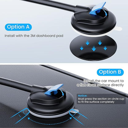 Qifutan Cell Phone Holder Long Arm Dashboard Windshield Car Phone Holder Anti-Shake Stabilizer Phone Car Holder Compatible with Phone Smartphone Grey