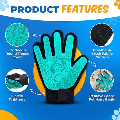 Petandzy Pet Hair Removal Glove for Dogs & Cats – Dog Grooming Gloves for Shedding, Pet Hair Remover Glove – Pet Grooming Gloves, Cat Grooming Gloves & Cat Brush Glove – Dog Bath and Washing Gloves