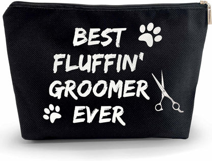 Dog Groomer Grooming Cosmetic Zipper Bag - Black Gift for Dog Lovers, Salon Gifts, Pet Groomer Tool Kit