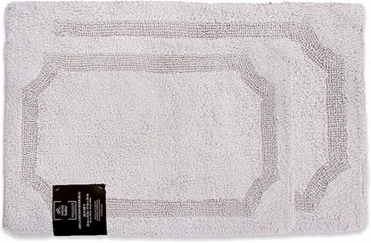 voyzz home Set of 2 Reversible Bath Rug 20x32 inch -17x24 inch | 100% Cotton Hand Tufted Soft & Absorbent Bath Mat|Washable Quick Dry Shaggy Shower Mat | Non-Slip Mordern Bathroom Decor | Grey…