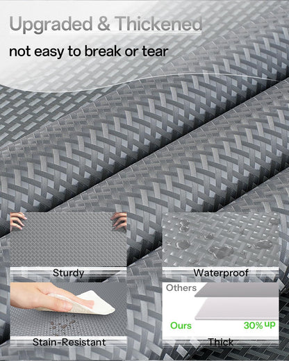 Shelf and Drawer Liner for Kitchen Cabinet, Non-Adhesive 24in x 240in Waterproof Contact Paper Refrigerator Liners Thickened Durable EVA Material Non Slip Mat for Dresser Cupboard Pantry Protector