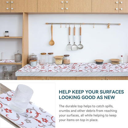 18" W x 96" L Floral Drawer and Shelf Liner for Cabinets, Non-Adhesive Strong Grip Non-Slip Flower Shelf Cabinet Kitchen Shelf Liners for Kitchen Cabinets