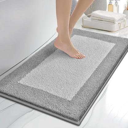 anllugs Bathroom Rugs 20" x 30", Non-Slip Extra Soft Absorbent Bath Rugs, Machine Washable Quick Dry Bath Mats for Bathroom Floor, Shower, Bathtub and Sink, Light Grey & Grey