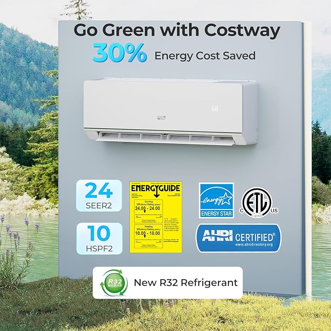 COSTWAY 12000 BTU Mini Split Air Conditioner & Heater, 115V WiFi Enabled 24
