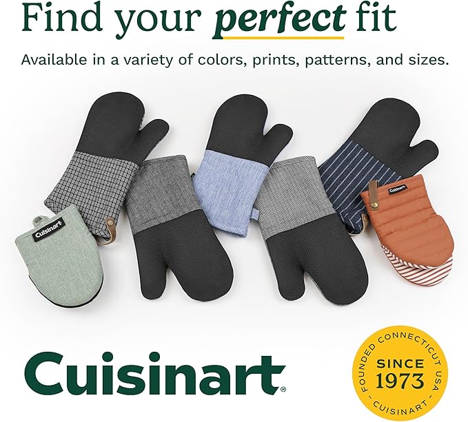 Cuisinart Heritage Kitchen Oven Mitts – Heat-Resistant Mitts for Oven with Non-Slip Neoprene Palm, Long Cuff, and Cotton Filling – Durable Oven Gloves for Cooking, Baking & Grilling (Microplaid)