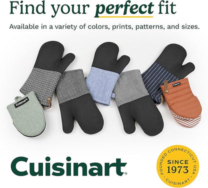 Cuisinart Heritage Kitchen Oven Mitts – Heat-Resistant Mitts for Oven with Non-Slip Neoprene Palm, Long Cuff, and Cotton Filling – Durable Oven Gloves for Cooking, Baking & Grilling (Microplaid)