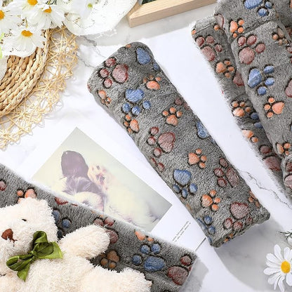 Tuanse 4 Pack Ultra Soft Dog Cat Bed Mat with Cute Prints Reversible Fleece Dog Crate Kennel Pad Cozy Washable Thickened Hamster Guinea Pig Pet Bed Mat for Small Animals(13 x 10 Inches,Gray)