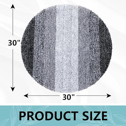 Arotive Microfiber Bathroom Rugs, Shaggy Soft and Absorbent Bath Rug, Non-Slip, Thick Plush Machine Washable Dry Bath Mats for Bathroom, Tub and Shower, 30x30, Black, Round