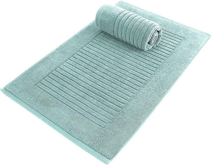 Classic Turkish Towels CTT - 2 Piece Bathroom Rugs Set, 100% Cotton Bath Mats, Non-Slip, Comfy & Highly Absorbent Bathroom Floor Mats, Machine Washable | 20"x32" (Spa Green)