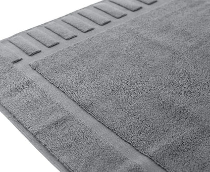 White Classic Luxury Bath Mat Floor Towel Set - Absorbent Cotton Hotel Spa Shower/Bathtub Mats [Not a Bathroom Rug] 22"x34" | 2 Pack | Gray/White
