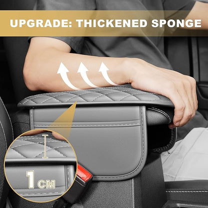 Center Console Cover Fit for CR-V: Scratch and Wear Resistant Console Cover Leather with 2 Storage Bags -Upgraded Armrest Coverfor Car,Anti-Scratch Auto Armrest Pad Accessory （Black
