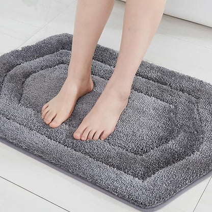 COSY HOMEER Extra Thick Bath Linen Sets Rugs for Bathroom - Anti-Slip Bath Mats Soft Plush100% Strong Polyester Living Room Bedroom Water Absorbent(Grey,20x32 - Inches)