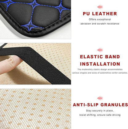 Car Center Console Cushion Pad, Anti-Scratch PU Leather Auto Armrest Seat Box Protector, Waterproof Arm Rest Protection Cover Interior Decoration for SUV Sedan Truck (Blue)