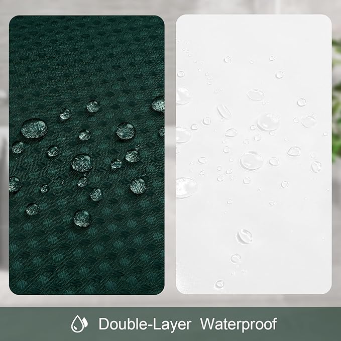 Craidlela 3 in 1 Long Dark Green Shower Curtain Set-72 W x 78 H, Modern Waffle and PEVA Liner Set with 12 Stainless Steel Hooks, Waterproof Fabric for Bathroom