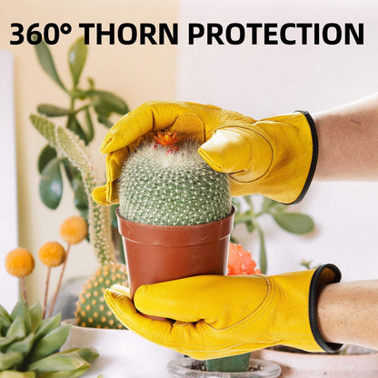 Vgo... 1-Pair Unlined Cow Grain Leather Work and Driver Gloves with Cow Split Leather Palm Patch (Size XL, Gold,CA9590)
