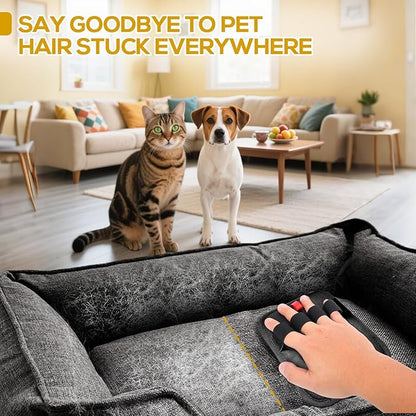 BABORUI Pet Hair Removal Glove - 2 Pack Electrostatic Gloves Pet Hair, Remover Glove Lint Rolls into Strips, Cat and Dog Hair Remover Tool for Furniture, Car, Couch, Carpet, Clothes