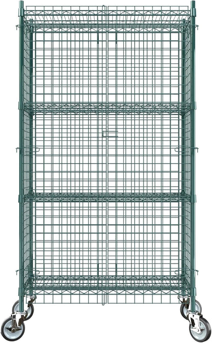 18"x36"x70" Metal Wire Green Security Heavy Duty Commercial NSF Certified Storage Unit | Mobile Wire Security Cage Kit